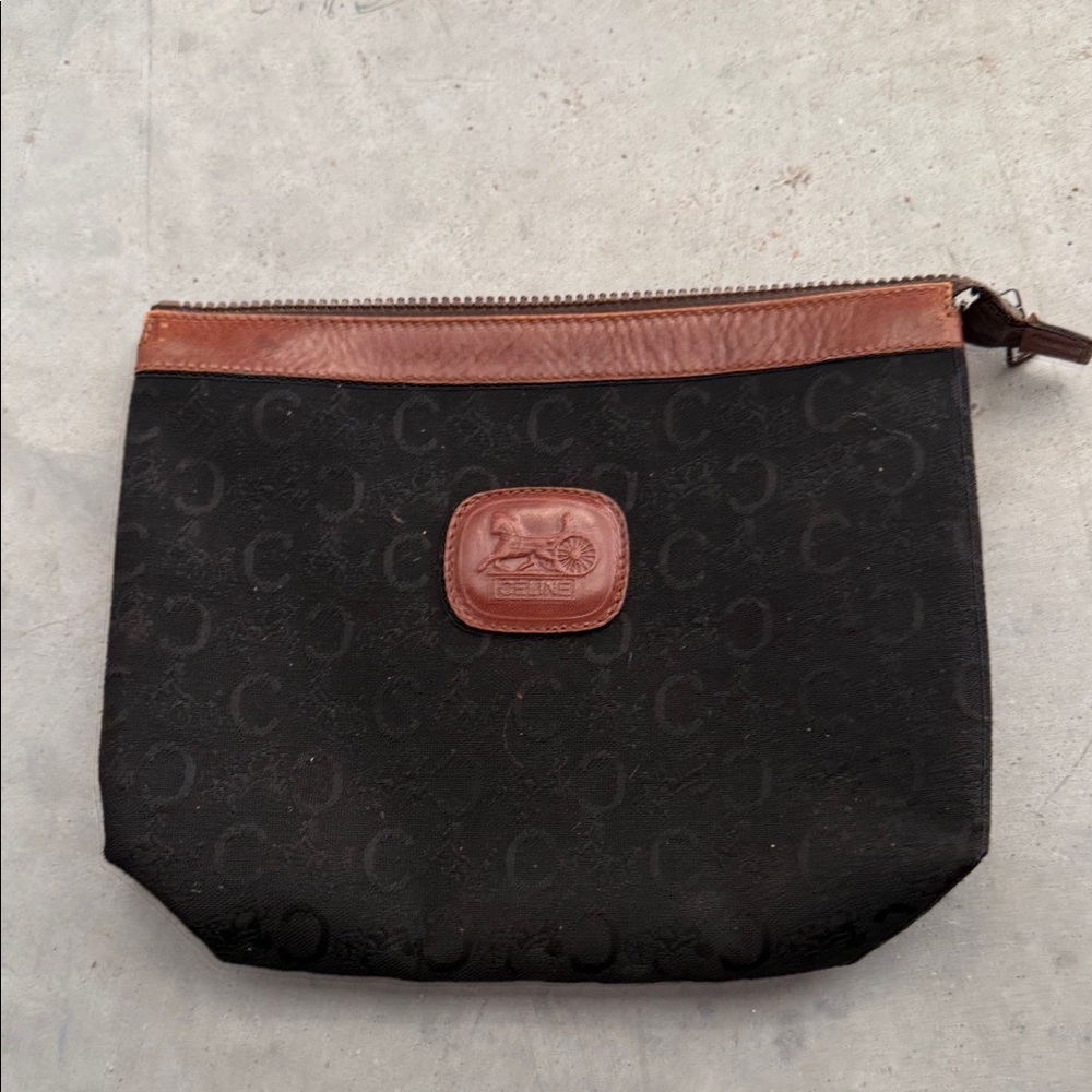 Celine Black and Brown Toiletry Bag